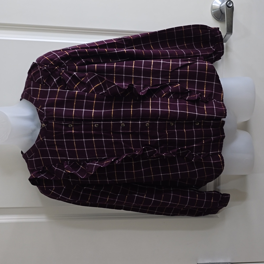 Petite Sonoma Ruffle Front Button Down Top Size PM